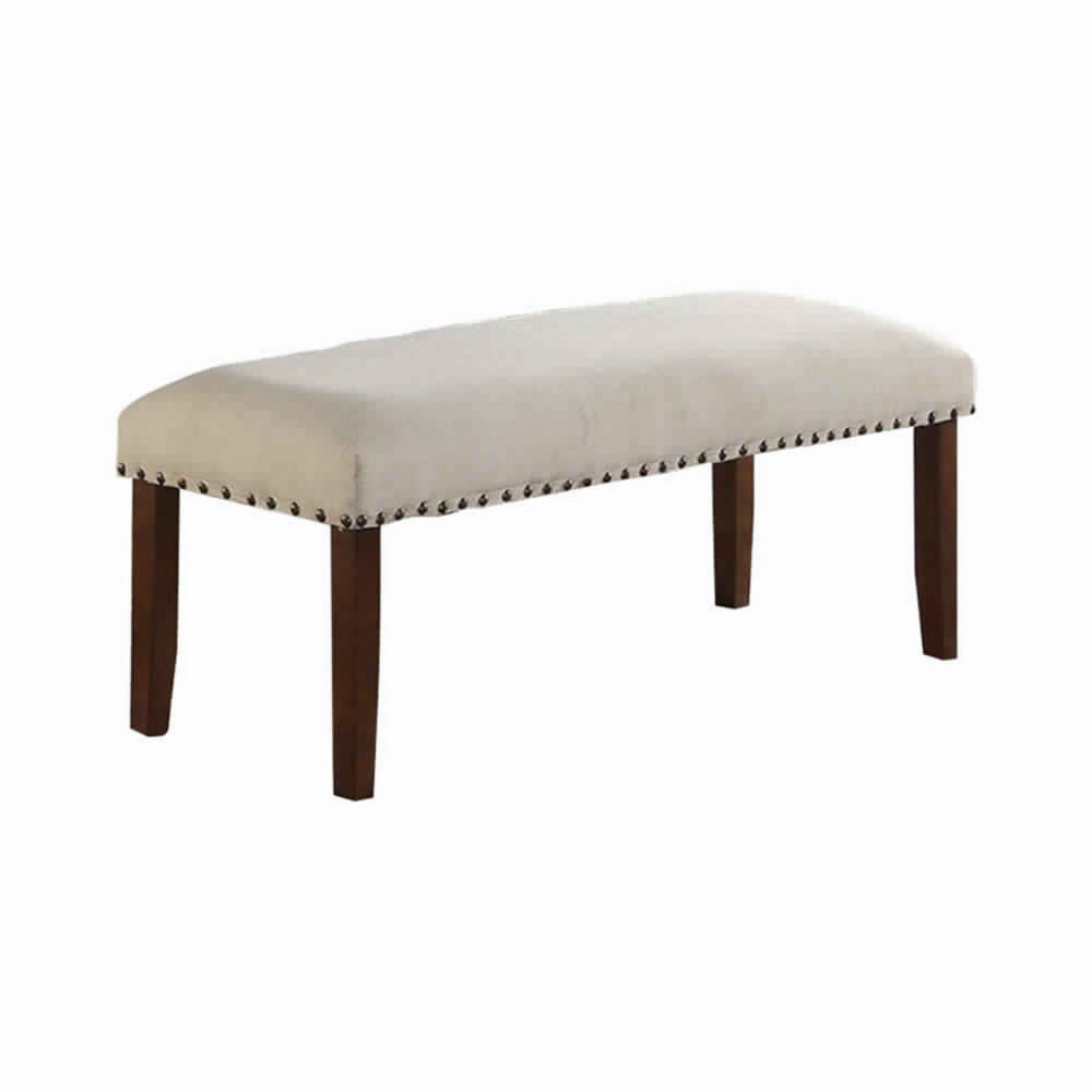 Rubber Wood Bench With Nail trim head design Brown and Cream PDX-F1548
