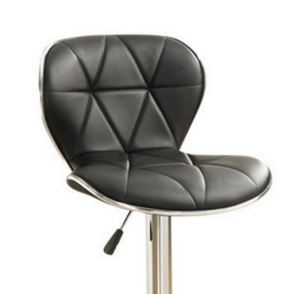 Leather Upholstered Bar Stool With Gas Lift Black Set of 2 By Casagear Home PDX-F1550