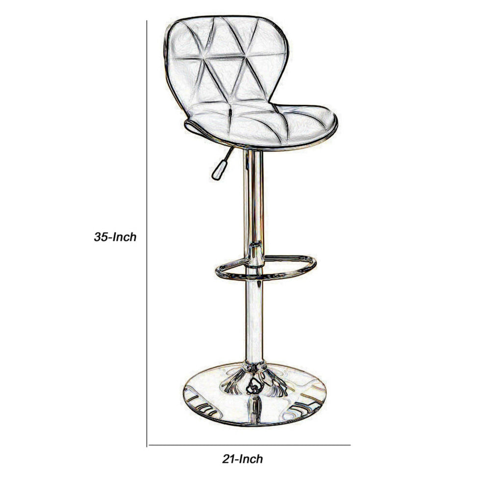 Barstool | Leather Upholstery | Gas Lift Base | Set of 2 | Black PDX-F1550