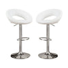 Barstool | Metal Base | Faux Leather Seat | Set of 2 | White & Silver
