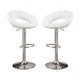 Barstool | Metal Base | Faux Leather Seat | Set of 2 | White & Silver