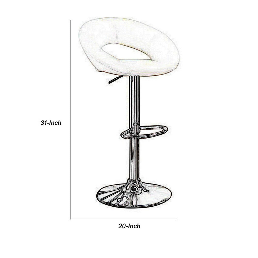 Metal Base Bar Stool With Faux Leather Seat White & Silver Set of 2 PDX-F1554