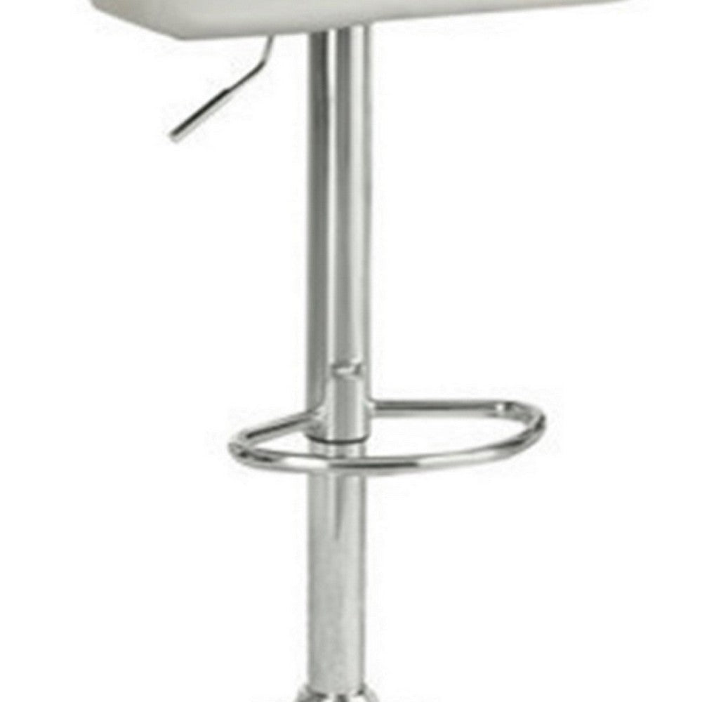 Metal Base Bar Stool With Faux Leather Seat And Gas Lift Gray & Silver Set of 2 PDX-F1556