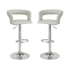 Metal Base Bar Stool With Faux Leather Seat And Gas Lift, Gray & Silver Set of 2