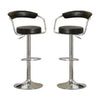 Round Seat Bar Stool With Gas Lift Black and Silver Set of 2