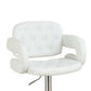 Chair Style Barstool With Tufted Seat And Back White And Silver PDX-F1562