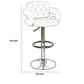 Chair Style Barstool With Tufted Seat And Back White And Silver PDX-F1562