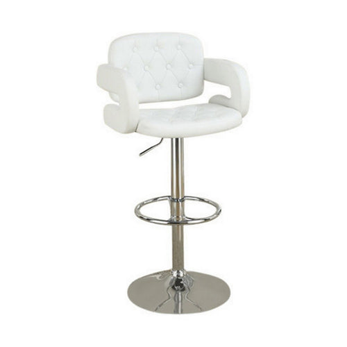 Barstool | Chair Style | Tufted Seat & Back | White & Silver