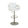 Chair Style Barstool With Tufted Seat And Back White And Silver