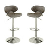 Modish Bar Stool With Gas Lift Espresso Brown And Silver Set of 2