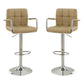 Arm Chair Style Bar Stool With Gas Lift Brown And Silver Set of 2 By Poundex PDX-F1568