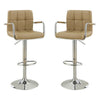 Arm Chair Style Bar Stool With Gas Lift Brown And Silver Set of 2 By Poundex PDX-F1568