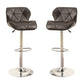 Barstool with Gaslight In Tufted Leather Dark Brown Set of 2 By Poundex PDX-F1587