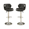 Barstool with Gaslight In Tufted Leather Black Set of 2 By Poundex PDX-F1588