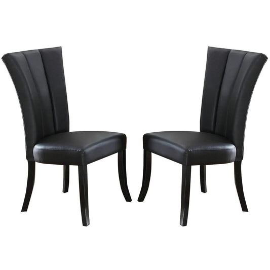 Dining Chair | Leather Upholstered | Poplar Wood | Set of 2 | Black