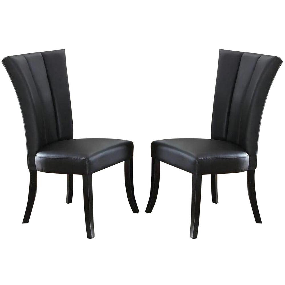 Dining Chair | Leather Upholstered | Poplar Wood | Set of 2 | Black