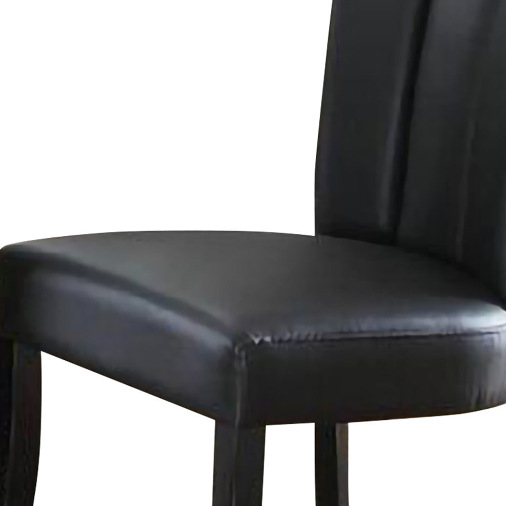 Dining Chair | Leather Upholstered | Poplar Wood | Set of 2 | Black PDX-F1591