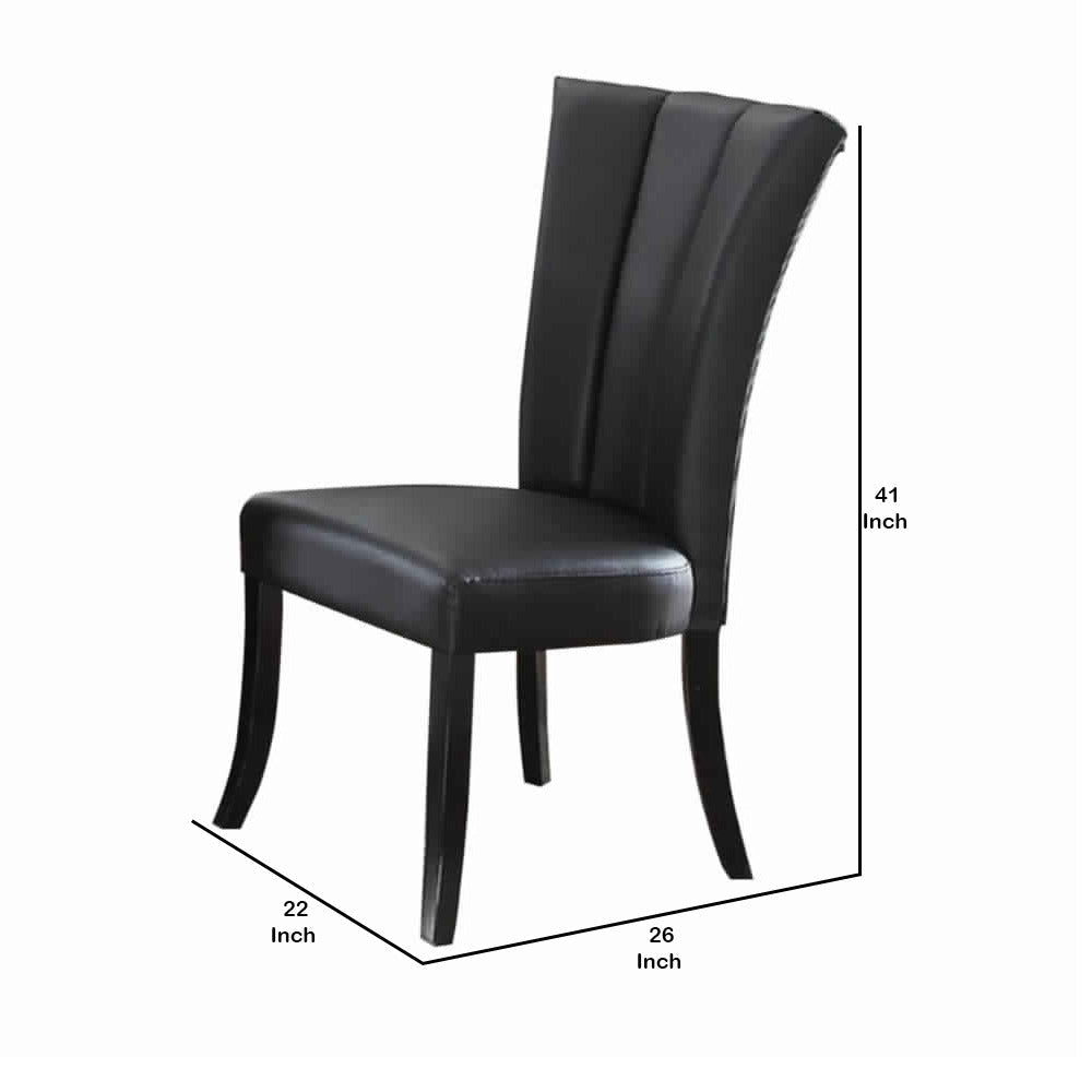 Dining Chair | Leather Upholstered | Poplar Wood | Set of 2 | Black PDX-F1591