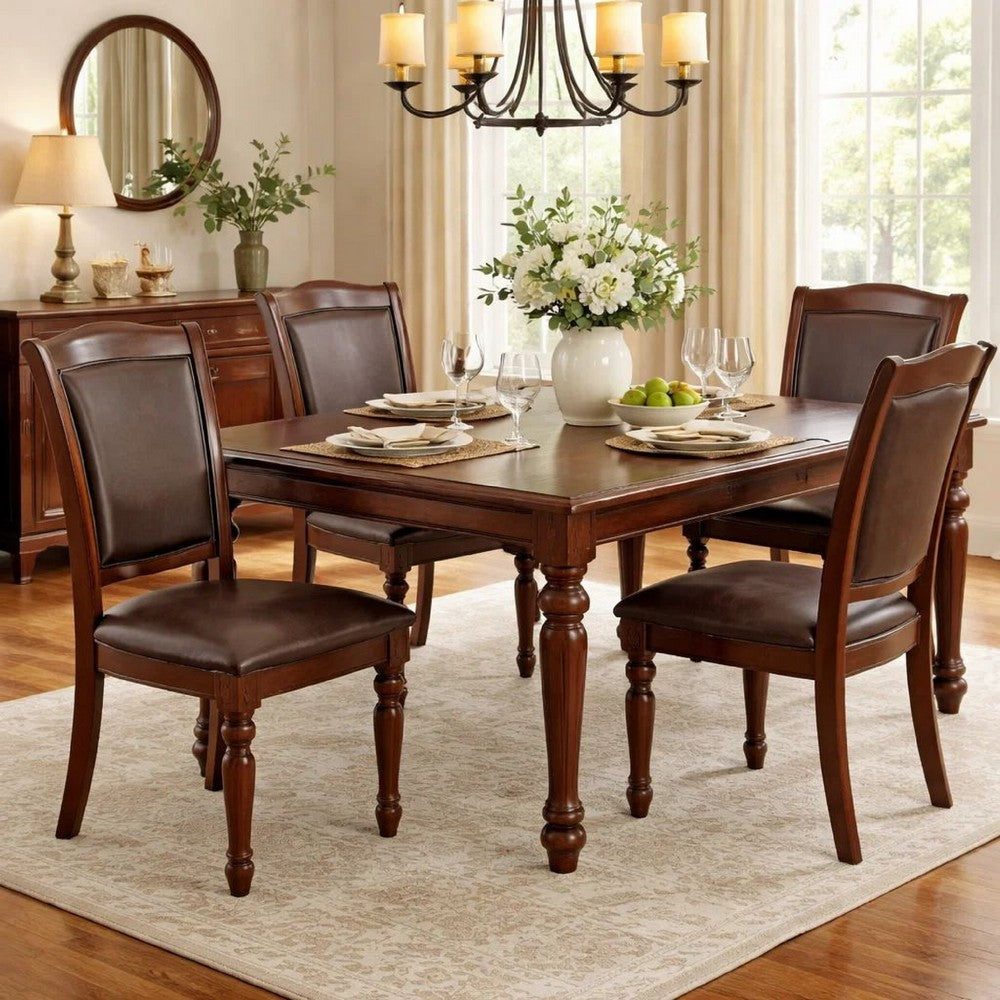 Dining Chair | Traditional Rubber Wood | Set of 2 | Dark Brown