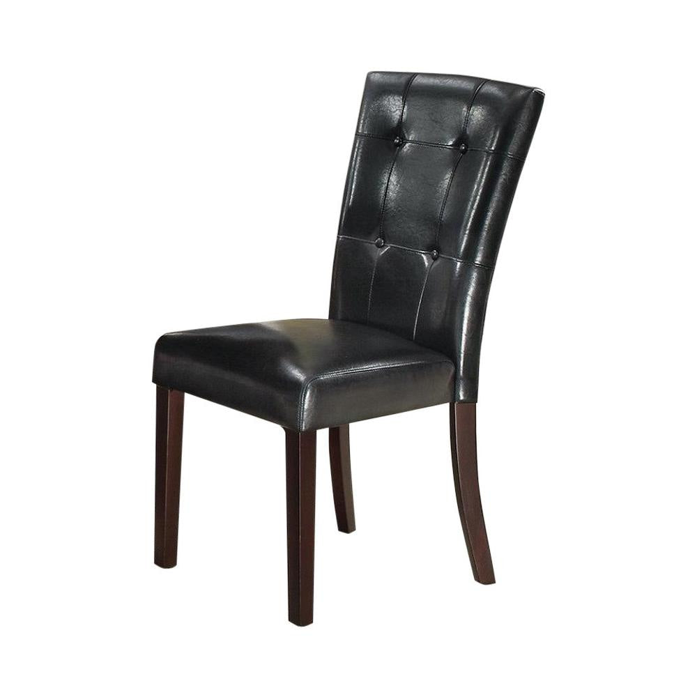 Side Chair | Button Tufted | Faux Leather Upholstery | Set of 2 | Black PDX-F1750