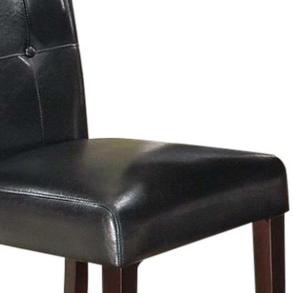 Side Chair | Button Tufted | Faux Leather Upholstery | Set of 2 | Black PDX-F1750