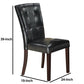 Dining Side Chair Set of 2 Button Tufted Black Faux Leather Upholstery PDX-F1750