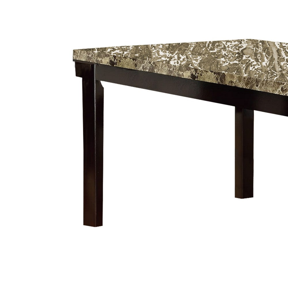 Dining Table | Pine & Faux Marble | Slick Finish | Brown