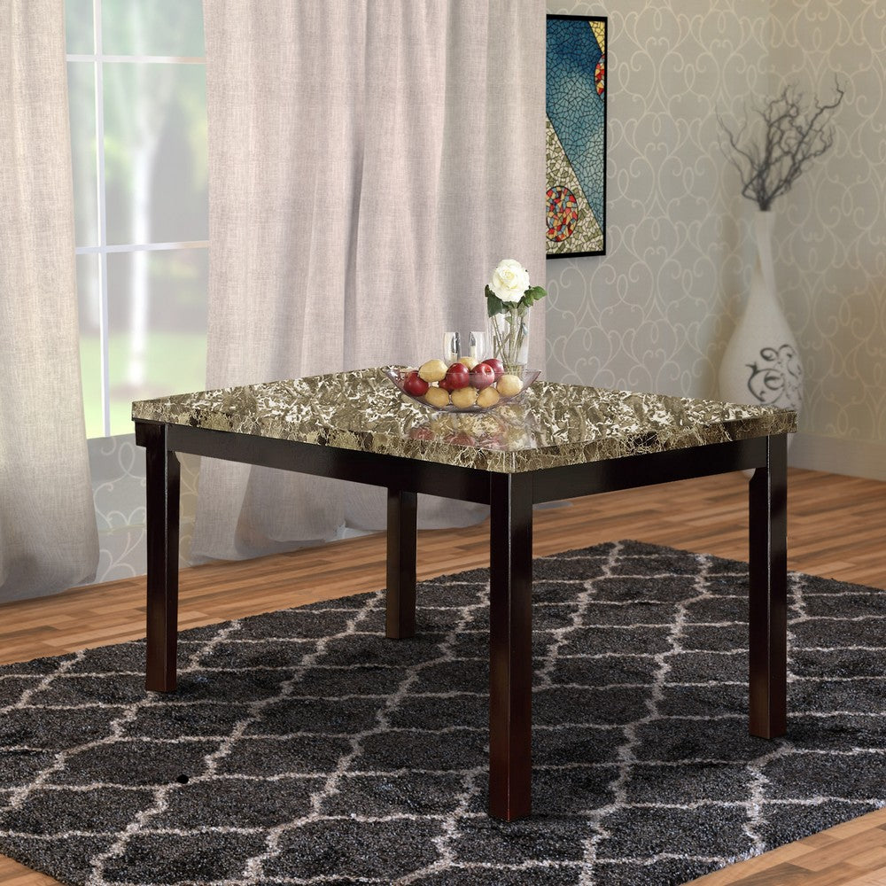 Dining Table | Pine & Faux Marble | Slick Finish | Brown