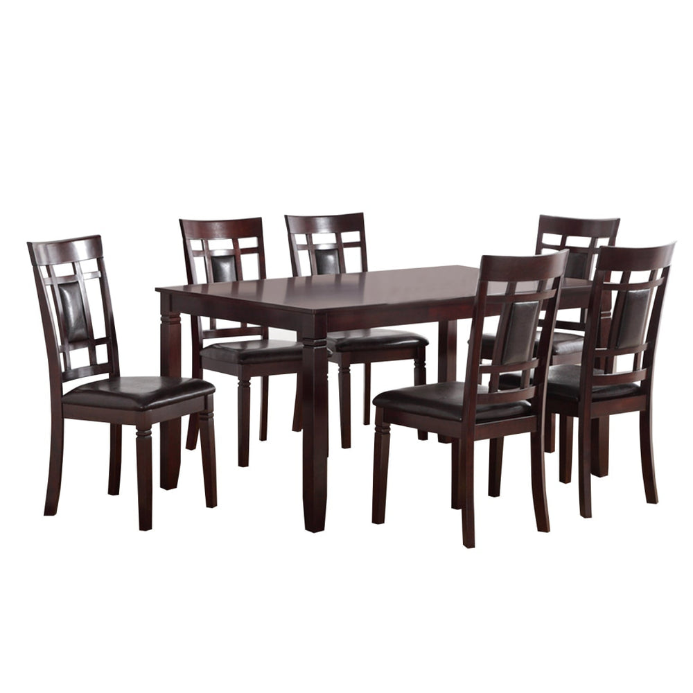 7 Piece Dining Table and Chairs Set | Rubber Wood | Modish Style | Espresso Brown