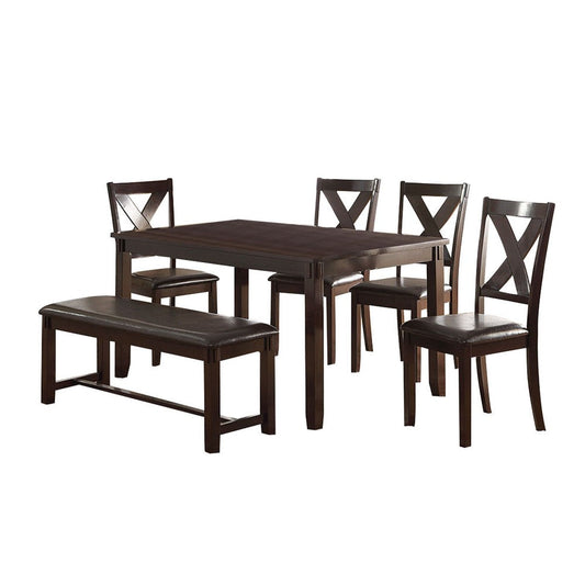 6 Piece Dining Table and Chairs Set | Rubber Wood | Espresso Brown