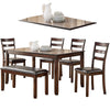 6 Piece Dining Table and Chairs Set | Rubber Wood | Brown PDX-F2547