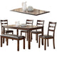6 Piece Dining Table and Chairs Set | Rubber Wood | Brown PDX-F2547