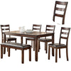 6 Piece Dining Table and Chairs Set | Rubber Wood | Brown PDX-F2547