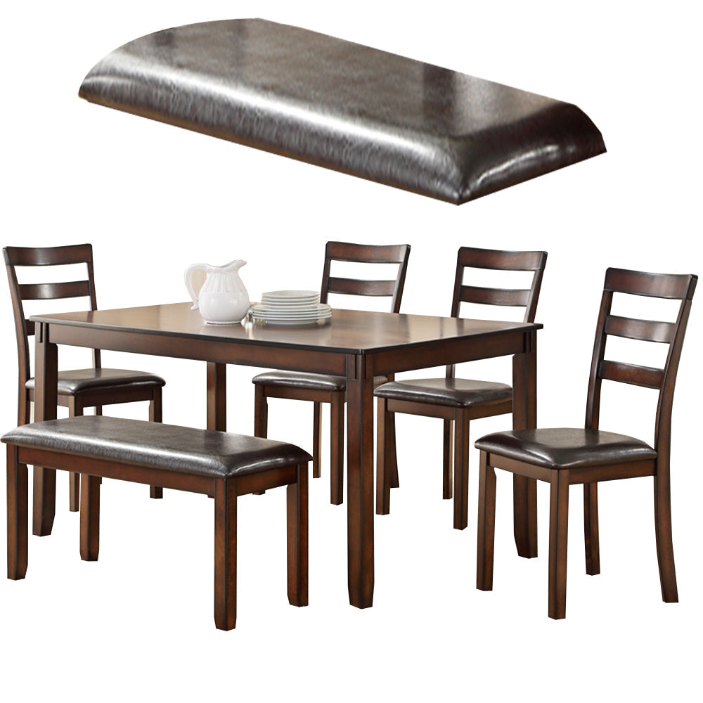 6 Piece Dining Table and Chairs Set | Rubber Wood | Brown PDX-F2547