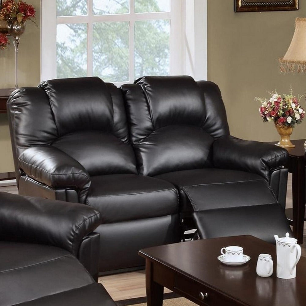 Reclining Loveseat | Bonded Leather | Black