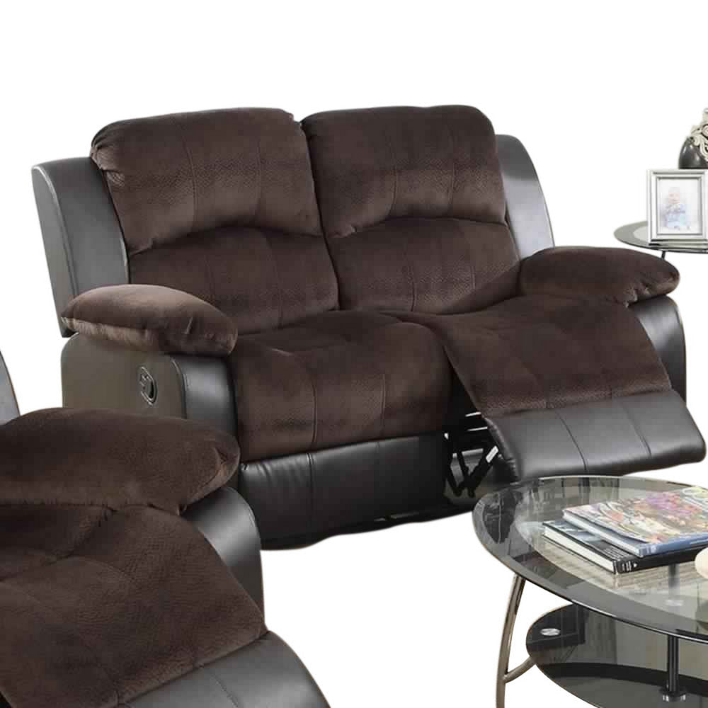 Reclining Loveseat | Padded Faux Leather | Brown