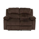 Pine Wood Reclining Loveseat With Padded Upholstery Brown By Casagear Home PDX-F6711