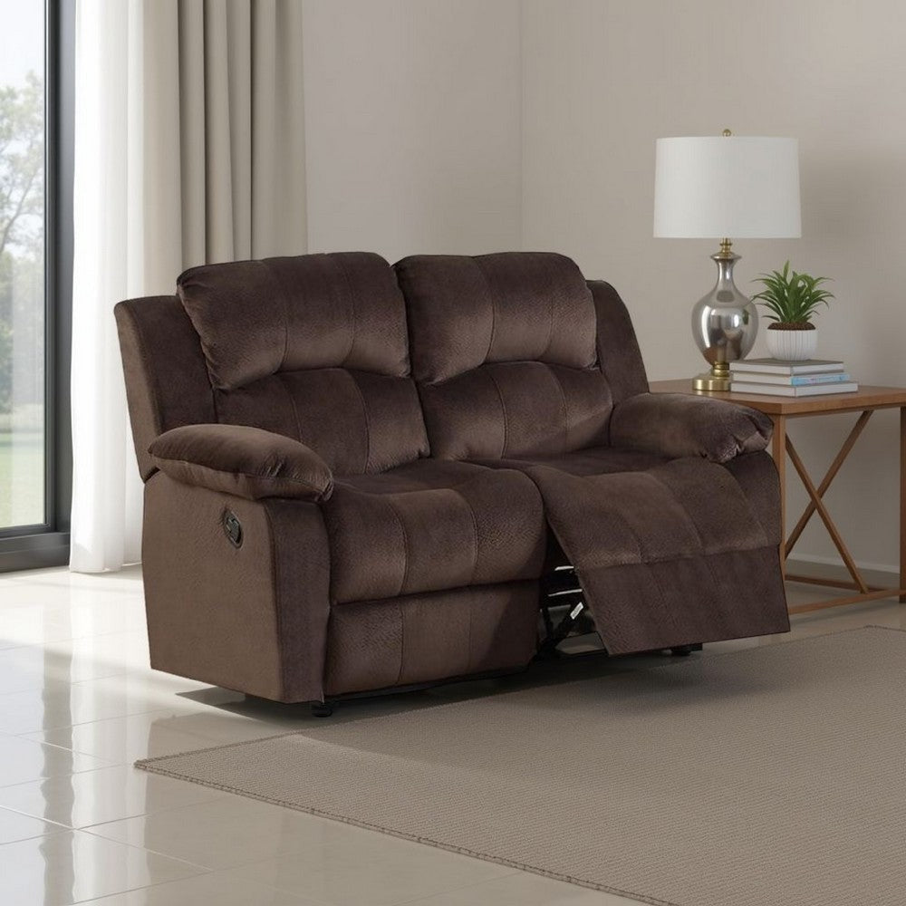 Reclining Loveseat | Pine Wood | Padded Upholstery | Brown