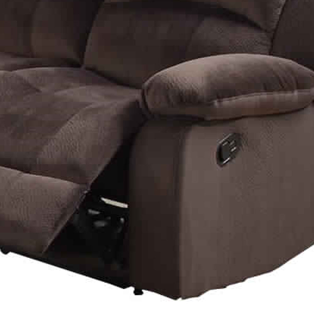 Plushy Solid Pine Padded Suede & Plywood Reclining Sofa Chocolate By Casagear Home PDX-F6712