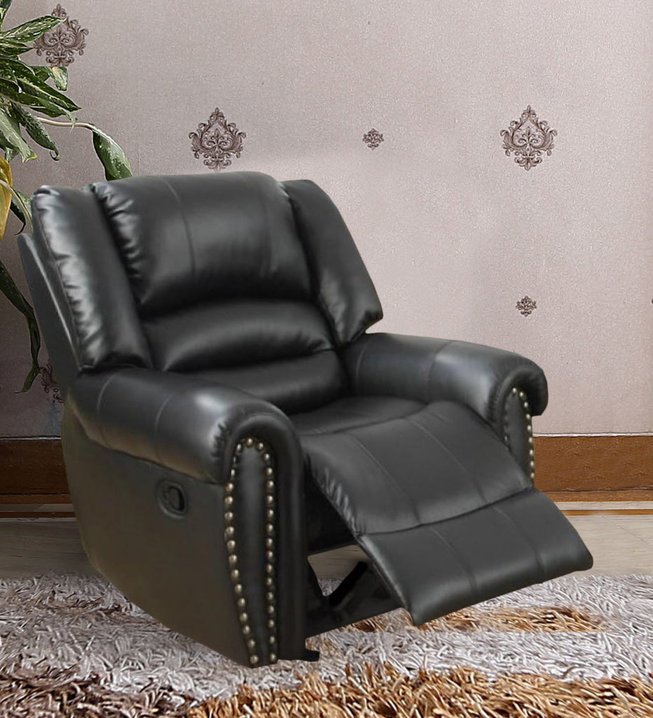 Recliner Glider | Immense Relief | Bonded Leather & Plywood | Black