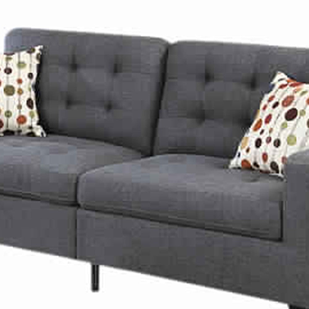 2 Piece Living Room Sofa Set | Linen Fabric Upholstery | Gray PDX-F6901