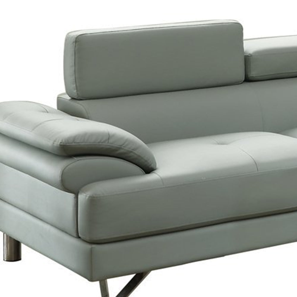 Modern 2Pc Curved Sectional Sofa with Adjustable Headrests Gray