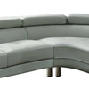 Modern 2Pc Curved Sectional Sofa with Adjustable Headrests Gray