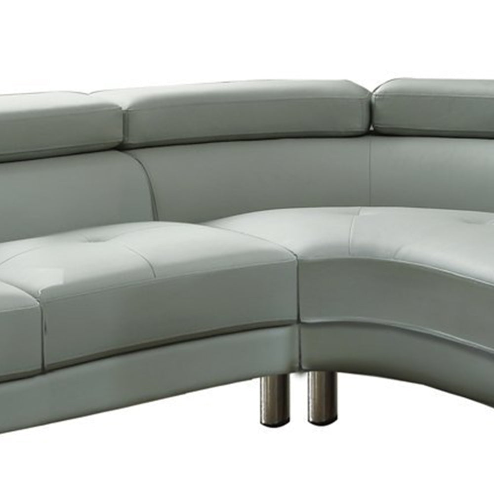Modern 2Pc Curved Sectional Sofa with Adjustable Headrests Gray