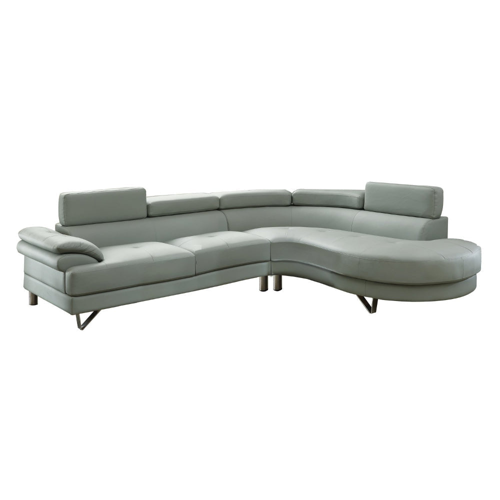 Faux Leather 2 Piece Sectional In Gray