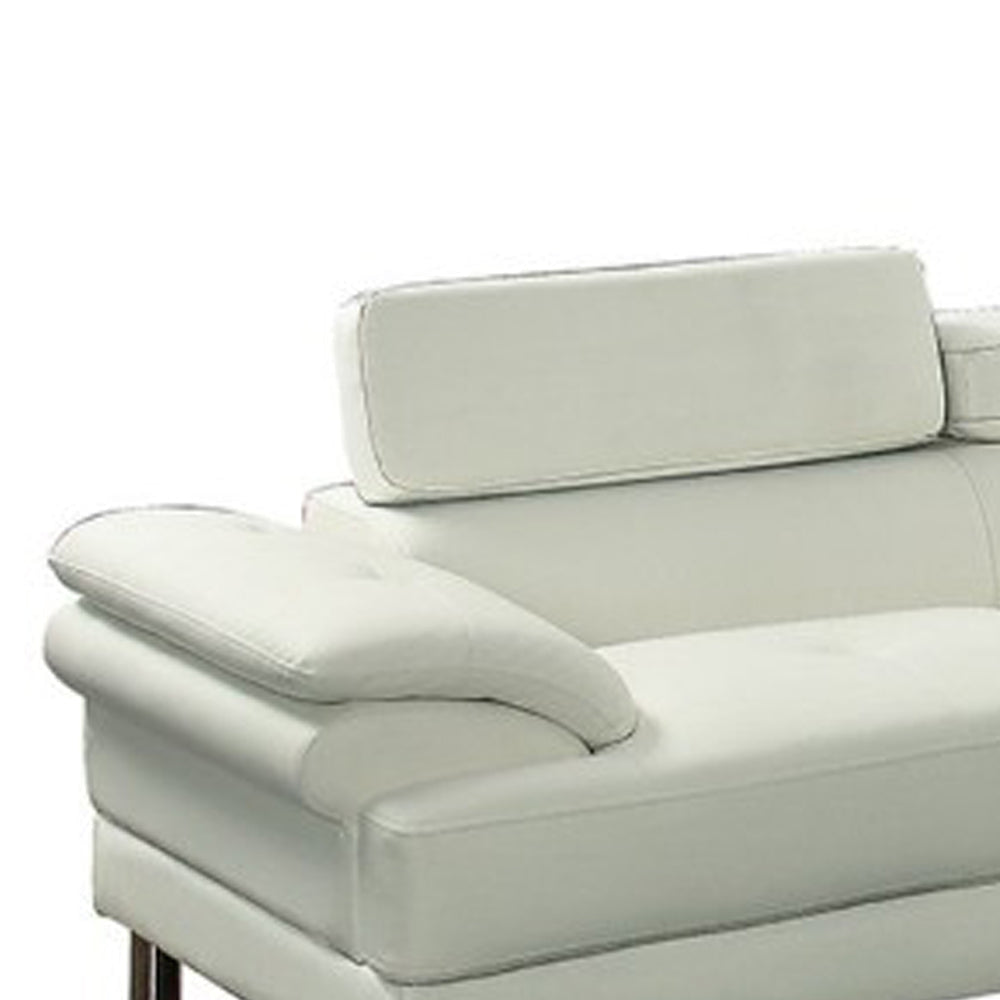 2 Piece Sectional Sofa | Faux Leather Upholstery | White