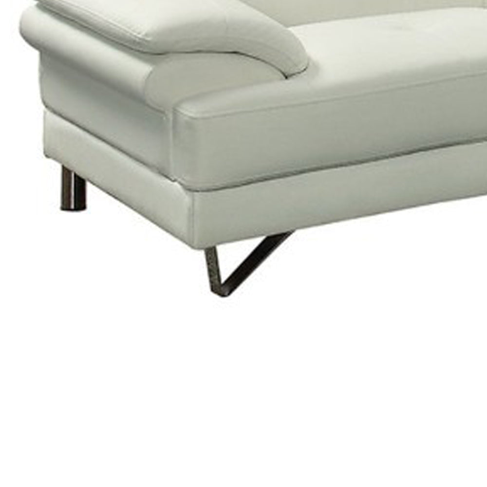 2 Piece Sectional Sofa | Faux Leather Upholstery | White
