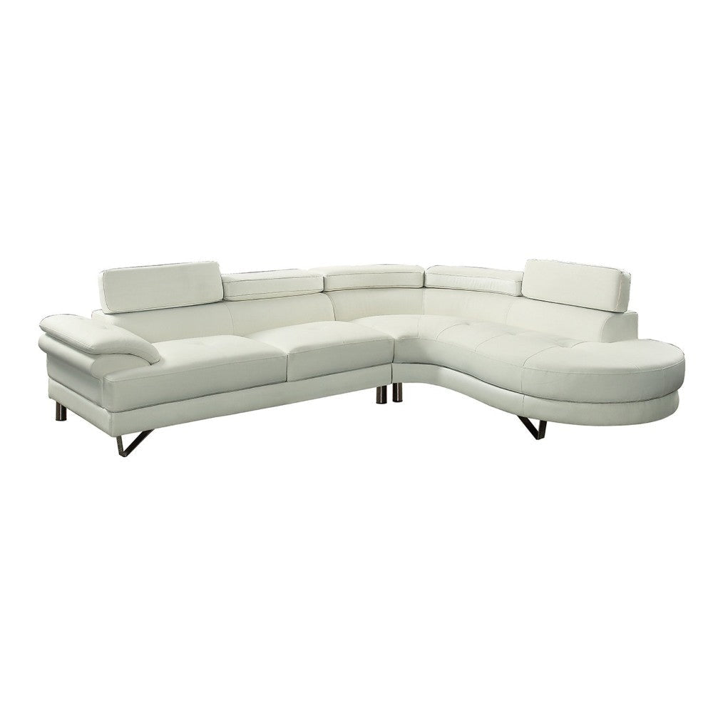 Faux Leather 2 Piece Sectional In White