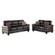 2 Pc Sofa and Loveseat Set Espresso Brown Faux Leather Nailhead Trim PDX-F7878