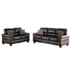 2 Pc Sofa and Loveseat Set Espresso Brown Faux Leather Nailhead Trim PDX-F7878